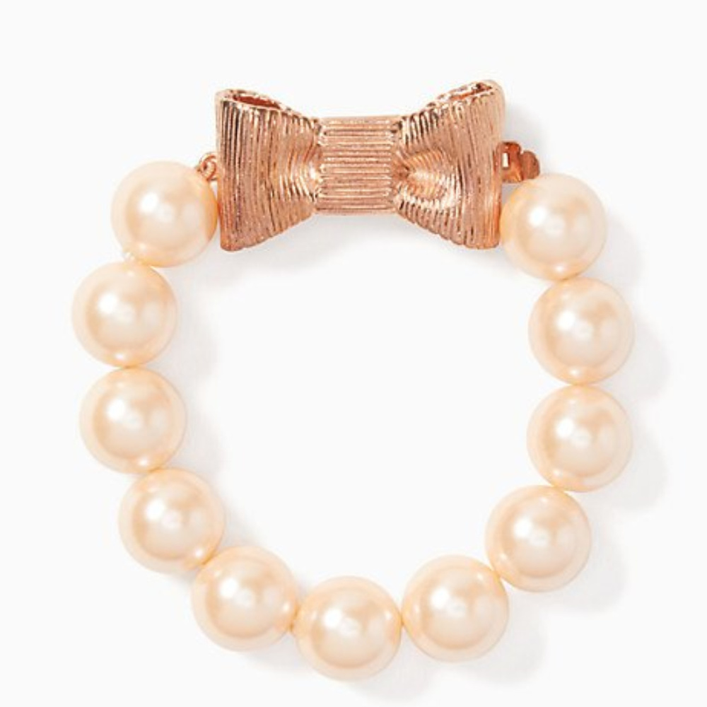 Kate Spade All Wrapped Up Pearls Bow Bracelet Rose